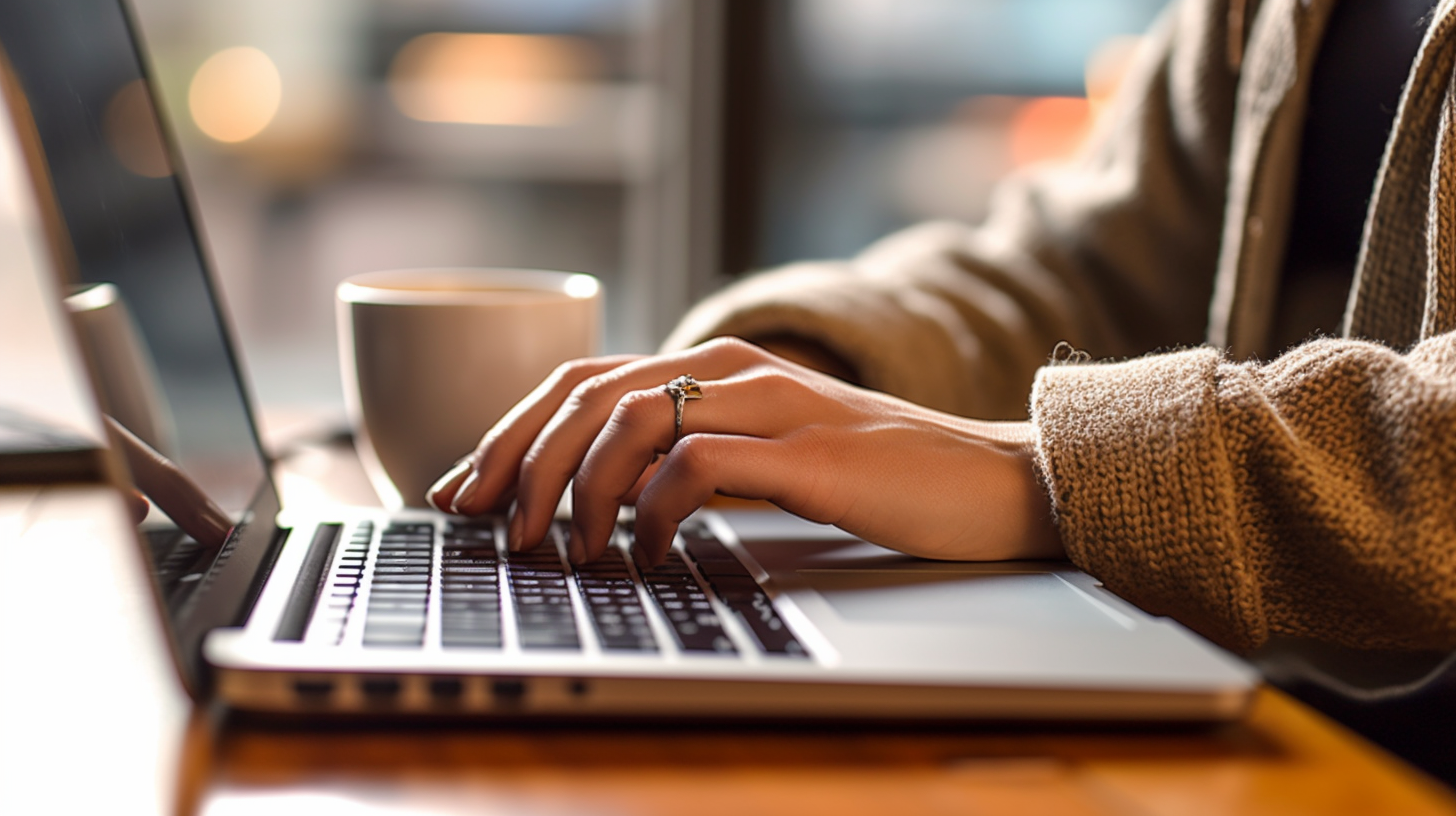 Female typing hands